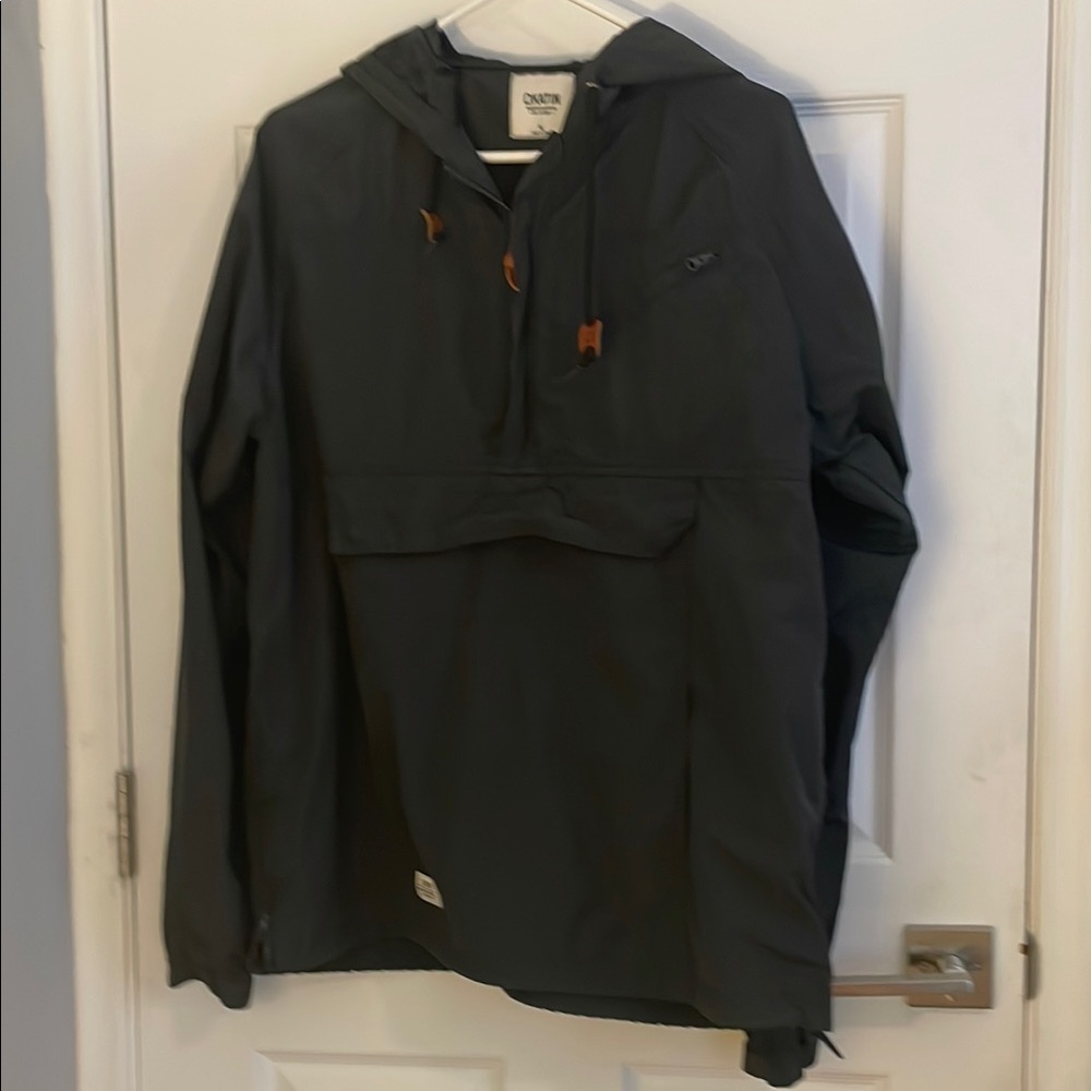 Katin Black Windbreaker Jacket with Hood and Half-Zip